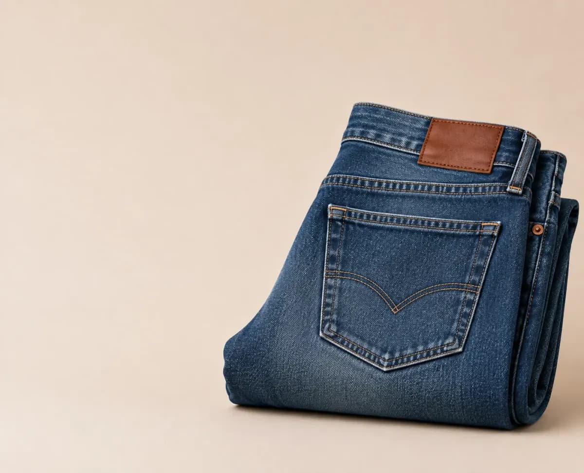 Folded blue jeans